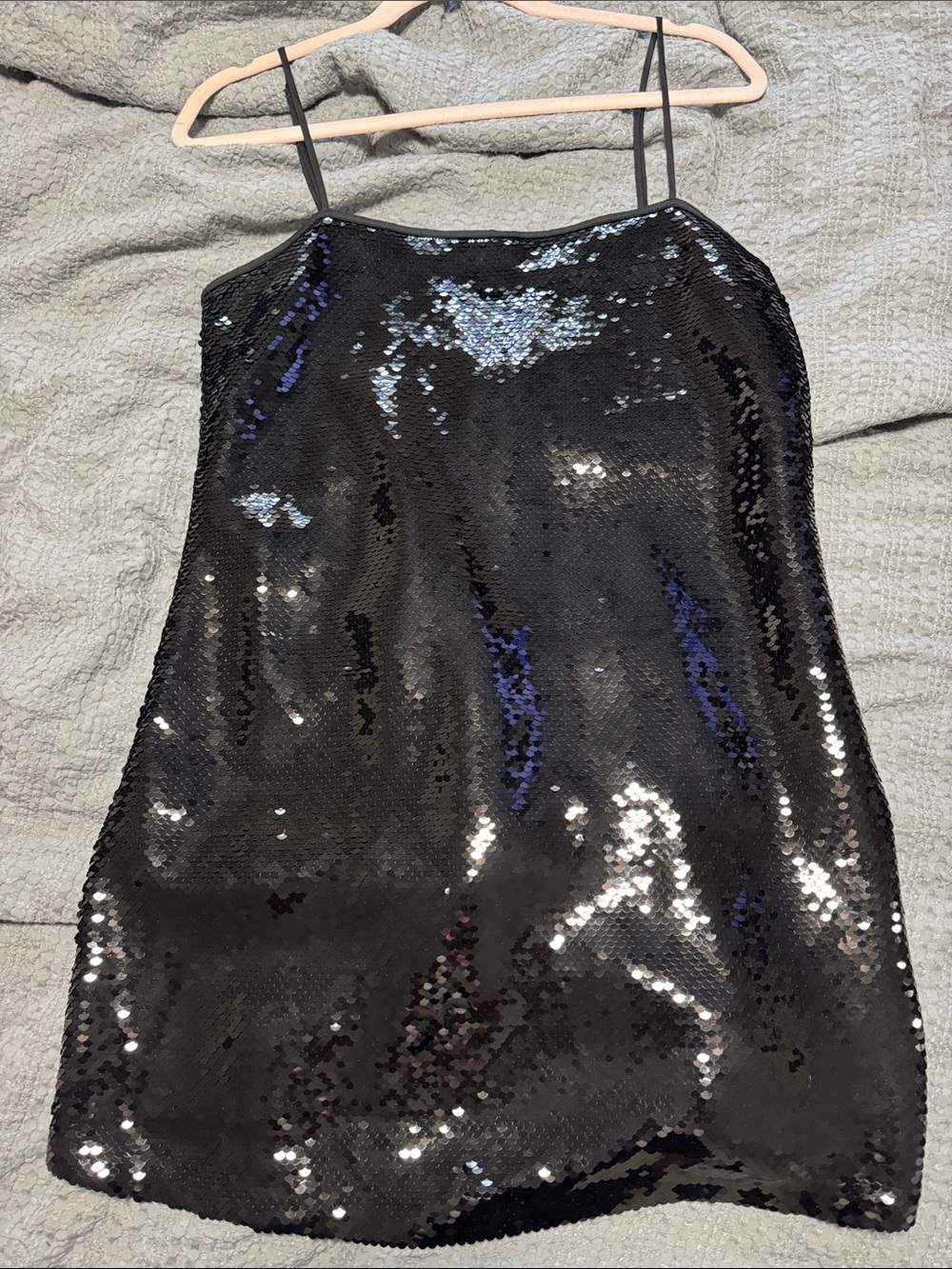 Abercrombie & Fitch Black Sequin Slip Mini Dress